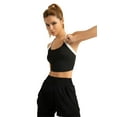 thumbnail image 3 of SERENMOVE Women’s Asymmetric Color Black Sports Bra - Black & White, Seamless, Medium Support, 3 of 7