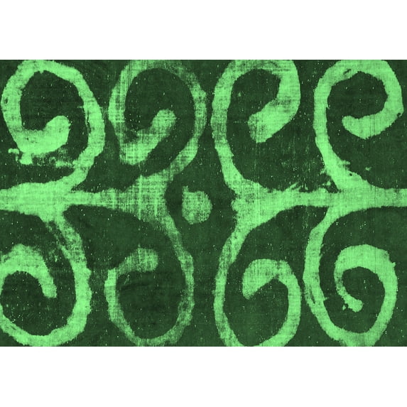 Ahgly Company Indoor Rectangle Abstract Emerald Green Modern Area Rugs, 4' x 6'