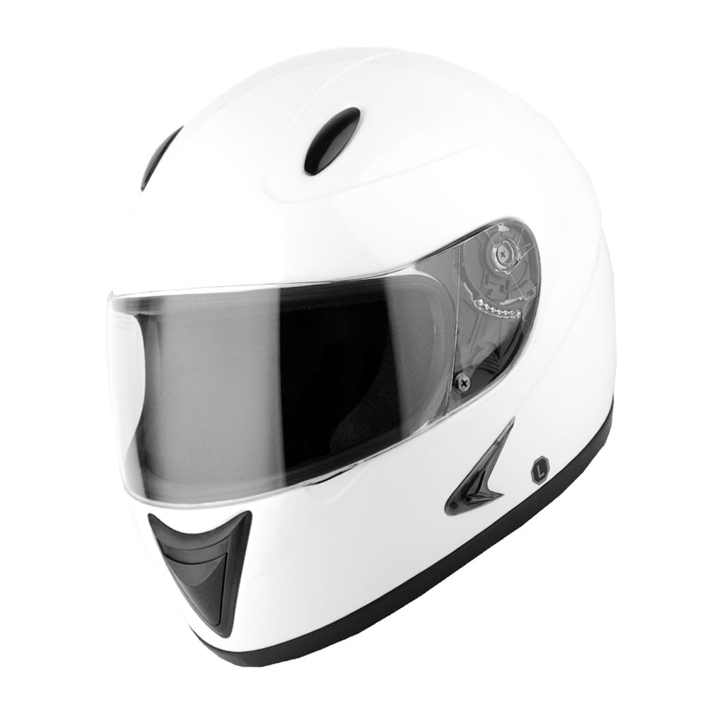 1Storm Motorcycle Bike Full Face Helmet HB75 Horn Wing as Bonus Glossy White