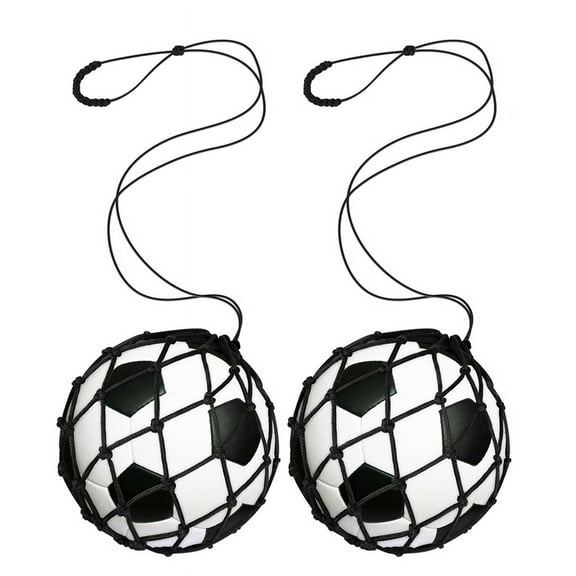 2PCS Football Kick Trainer Soccer Ball Net , for Size 3, 4, 5, Solo Practice Training Aid Black