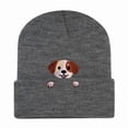 thumbnail image 4 of XIAOCHA Thick Fall‑Winter Beanie for Women，Puppy‑Embroidered Outdoor Skullcap,Grey, 4 of 6
