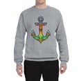 thumbnail image 2 of Trippy Mandala Nautical Colorful Mosaic Anchor | Mens Fashion Crewneck Graphic Sweatshirt, Heather Grey, Medium, 2 of 4