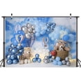 thumbnail image 3 of Blue Baby First Birthday Beautiful Backdrop Boy Girl Gold Balloons Bear 1st Birthday Party Cake Smash Backdrops for Photography One Birthday Party Decorations Background Photo Shoot Banner, 3 of 3