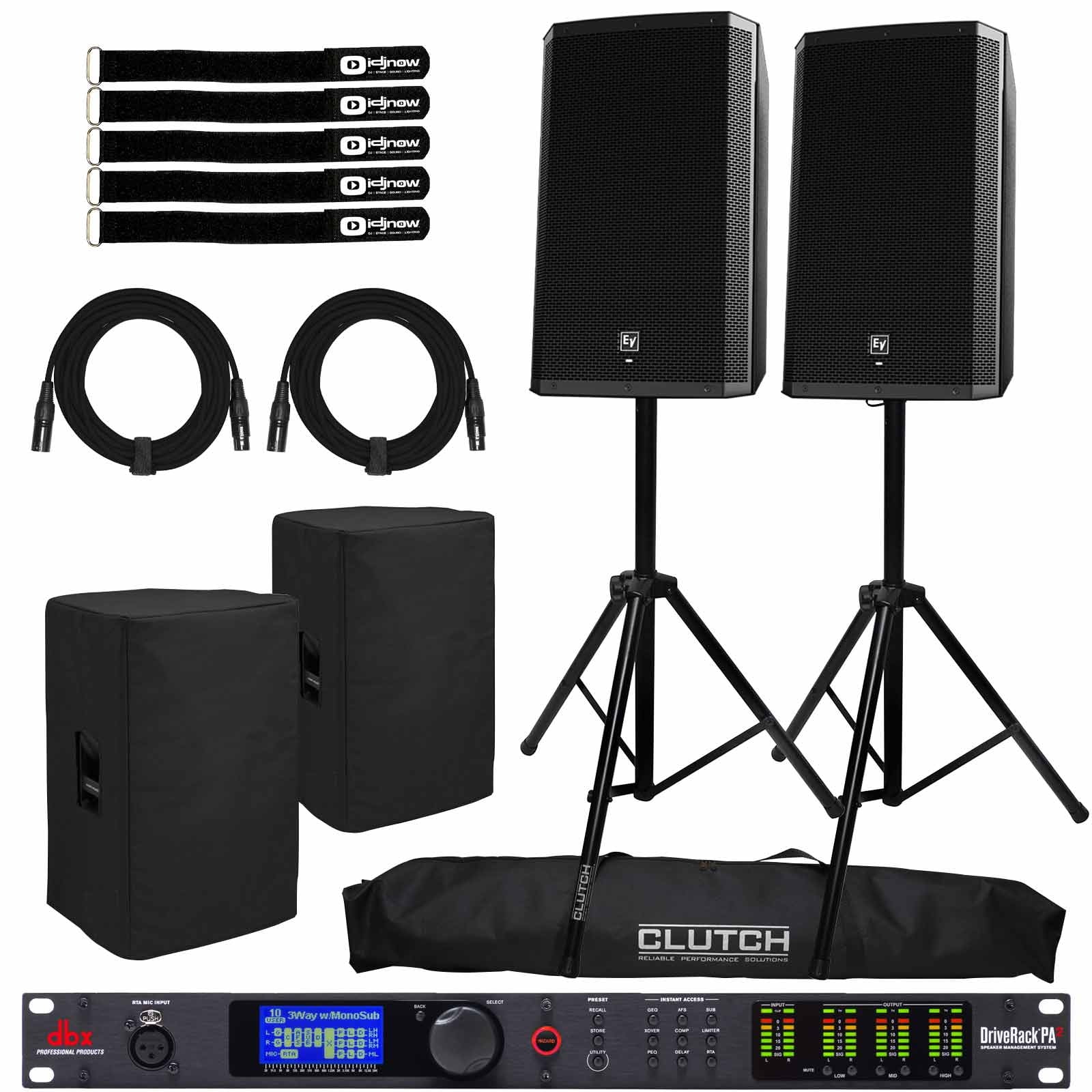 (2) ElectroVoice ZLX12BT 12" Powered Bluetooth Speakers with DBX