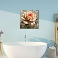 thumbnail image 5 of HFDF Bathroom Wall Art Pink and White Flower Canvas Pink Rose Pictures Wall Decor Abstract Floral Art Prints Modern Artwork Picture for Bathroom Living Room Kitchen Decroations 16x20inch Framed, 5 of 7