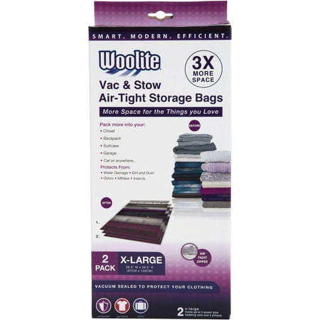 2 Sweater Storage Bags - Woolite 2-Piece X-Large Vacuum Storage Bags, 26.5