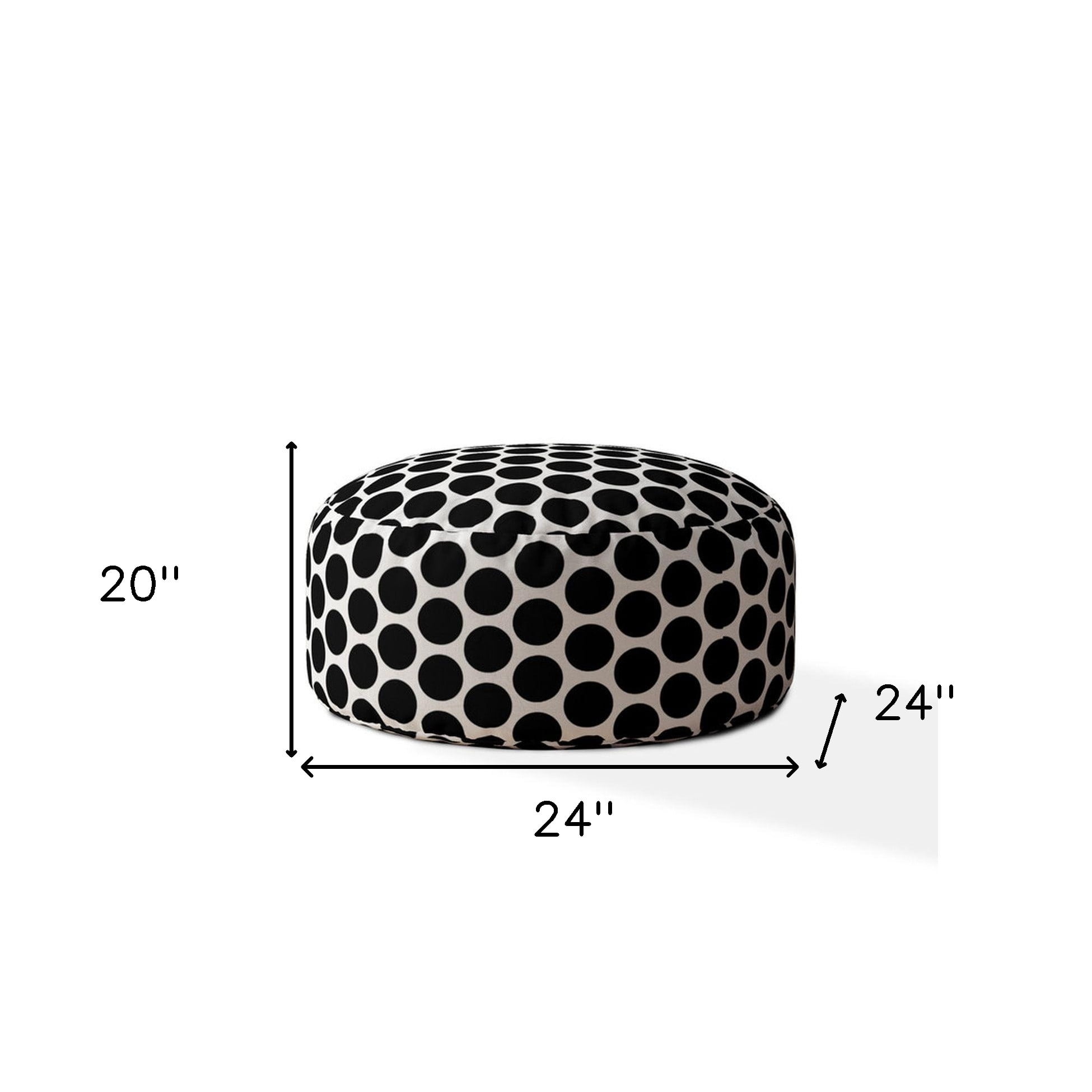 HomeRoots 518244 20 x 24 x 24 in. Black & White Cotton Round Polka