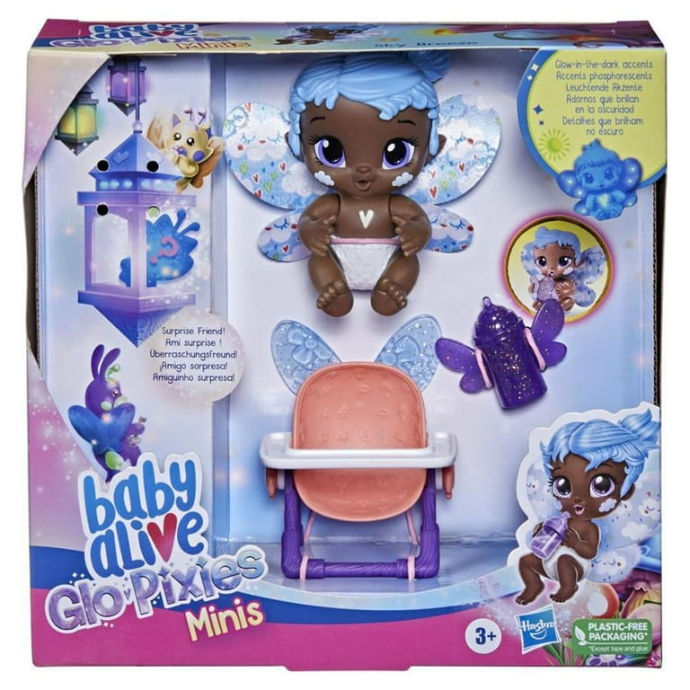 Baby Alive GloPixies Minis Doll, Sky Breeze, Glow In The Dark Pixie Toy, Surprise Friend