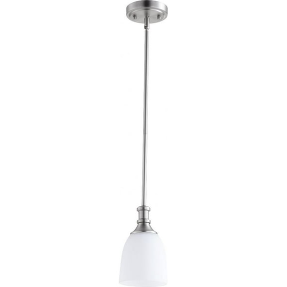 Quorum Lighting Richmond 1-Light Mini Pendant, Satin Nickel, Glass, 5.25W x 8.5H, Dry Rated