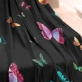 thumbnail image 3 of Black Pink Blue Butterfly Pattern Blanket,Comfortable Soft Lamb Wool Throw Blanket,All Season,Warm Lightweight Blankets for Sofa Bed Couch Living Room Chair,30"x40", 3 of 4