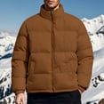 thumbnail image 2 of Mens Puffer Jacket Winter Coats Hood less Quilted Down Jackets Coffee XXXL, 2 of 5