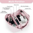 thumbnail image 3 of Gynky Large Travel Makeup Bag for Women - Waterproof Cosmetic Bag, Flat Open Toiletry Bag with Ample Space for Skincare, Brushes & Travel Essentials, Portable Design（Pink）, 3 of 7