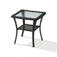 thumbnail image 2 of Unnifurnzi Outdoor Wicker Side Table-Patio PE Rattan End Table with Tempered Glass Top 2-Tier Storage Shelf Square Side Table for Deck Porch Balcony Garden-Black, 2 of 7