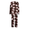 thumbnail image 4 of Puntoco Pijama para mujer, conjunto de pijama informal con cuello en V y pantalones largos con estampado navideño, 4 of 5