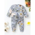 thumbnail image 3 of hirigin Infant Baby Spring Romper, Flower Print Long Sleeve Crew Neck Slanted Zip Closure Ruffle Jumpsuit, 3 of 9