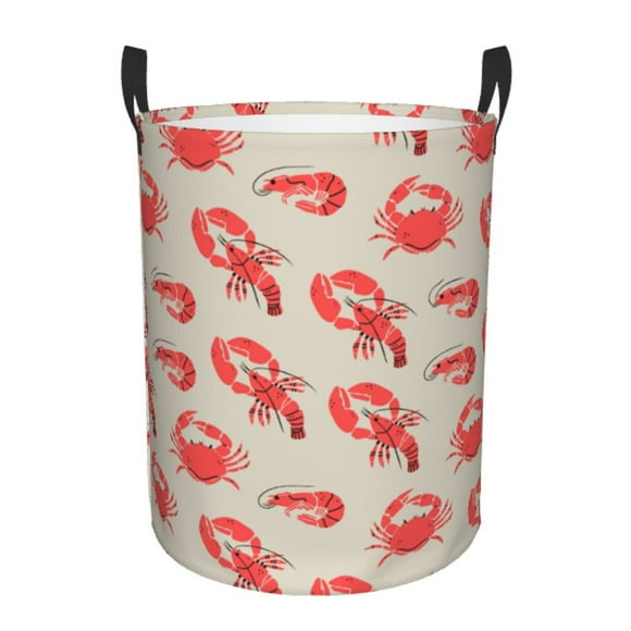 Balery Crab Lobster 1 Cesta de ropa redonda con asas, impermeable, independiente, para ropa, juguetes, dormitorio y familia-Medium