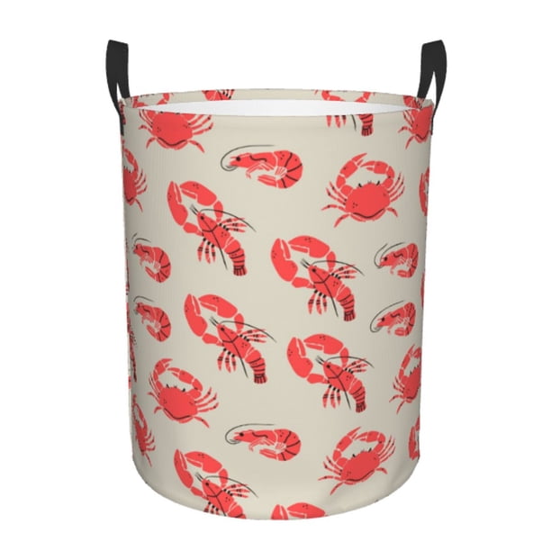 Fotbe Crab Lobster 1 Cesto de Ropa con Asas, Cesto Impermeable de Gran Capacidad, Bolsa de Lavado para Dormitorio, Cesto de Ropa con Ruedas y Asas-Small