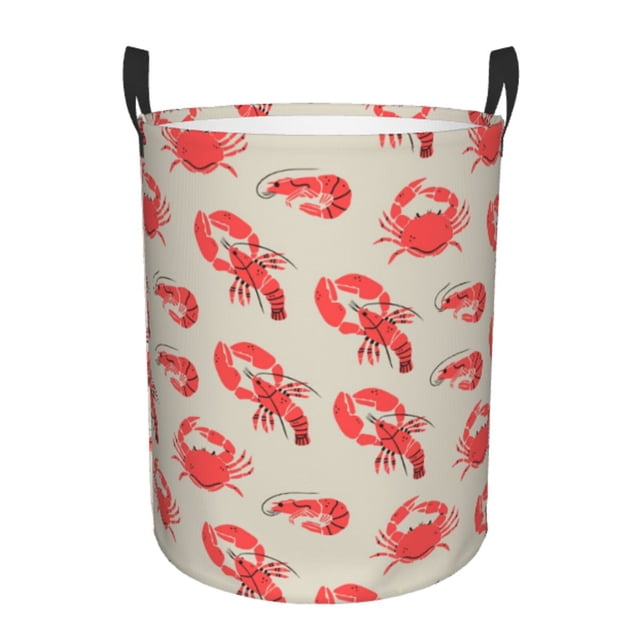 Fotbe Crab Lobster 1 Cesto de Ropa con Asas, Cesto Impermeable de Gran Capacidad, Bolsa de Lavado para Dormitorio, Cesto de Ropa con Ruedas y Asas-Medium