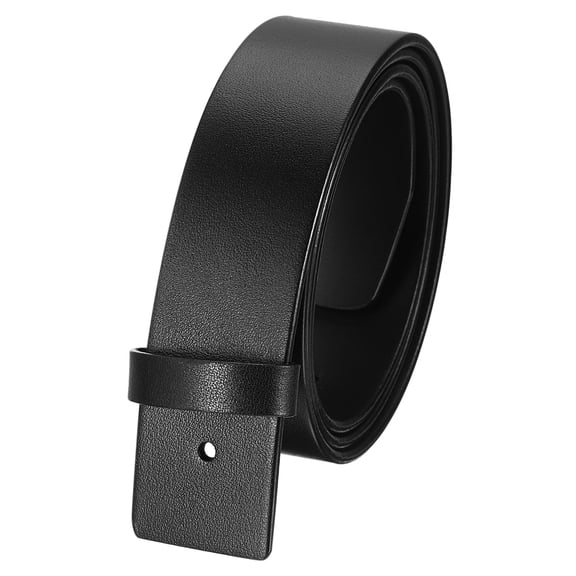 Men Leather Belt Strap, 1.5" Width for Plate Buckle Belts (120cm, Black)