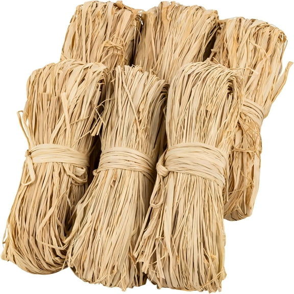 AUQ 3 Bundles Raffia Ribbon Natural Raffia Straw
