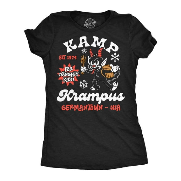 Womens Funny T Shirts Kamp Krampus Sarcastic Christmas Graphic Novelty Tee For Ladies Womens Graphic Tees