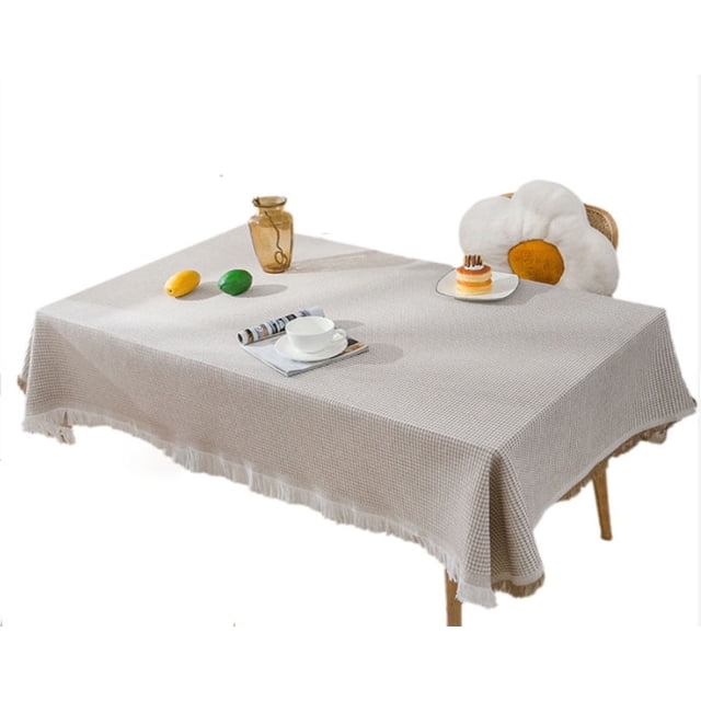 Wind and Linen Rectangular Tablecloth 70x51 Inch with Handcrafted Tassels for Long Tables