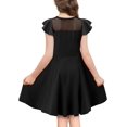 thumbnail image 3 of KISSMODA Girls Dress Casual Round Neck A Line Ruffle Sleeve Knee Length Dresses 4-13 Years, 3 of 4