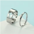 thumbnail image 2 of 2pcs Pair With Matching Rings Cross Promise Ring for Couples - Cross Jewelry Lovers Gift 316L Stainless Steel 2 colours Adjustable, 2 of 5