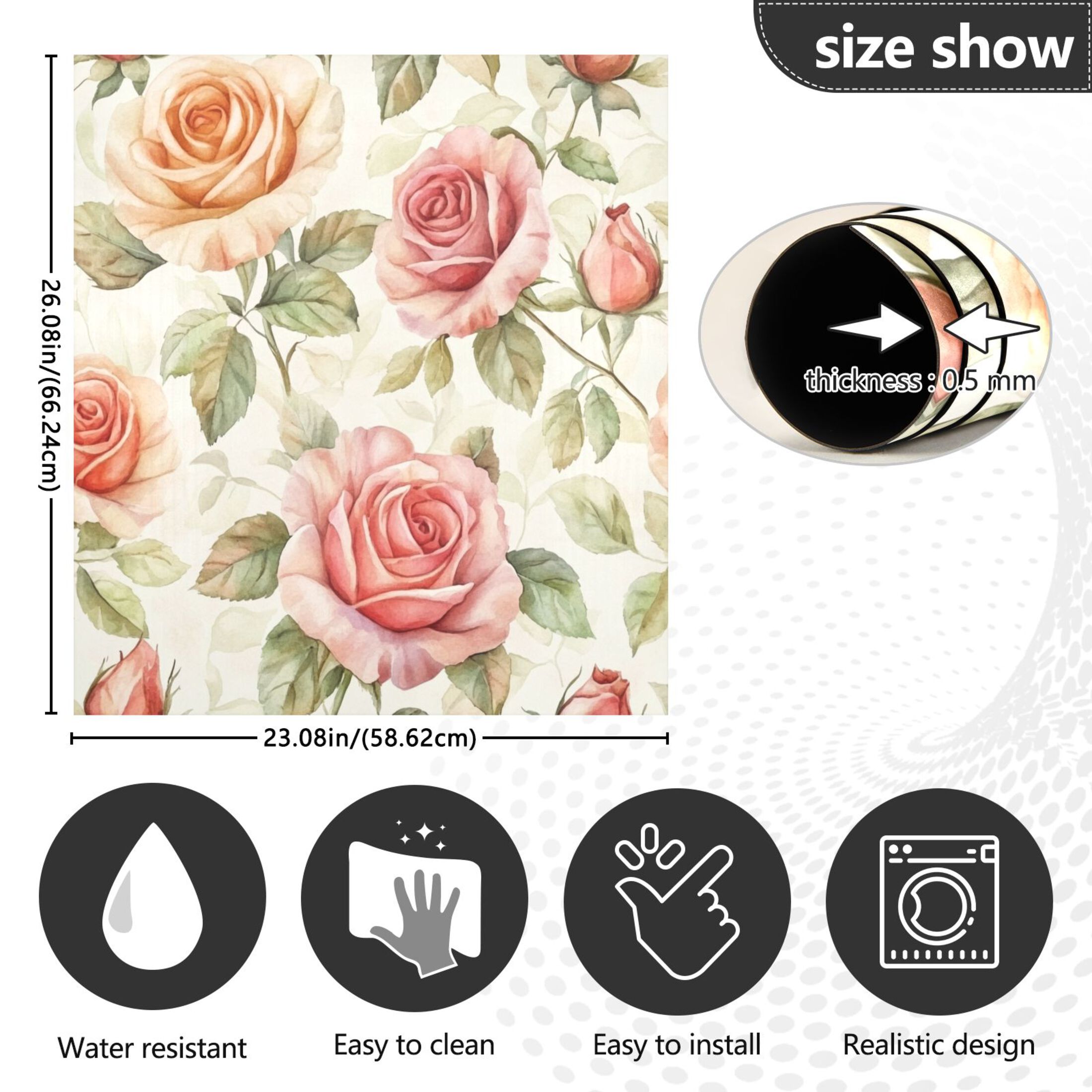 Dishwasher Magnetic Sticker 23x26 Inch Refrigerator Magnetic Sticker Washing Machine Magnetic Sticker Kitchen Panel Magnetic Sticker Home Decor Cartoon Coral Roses Seamless