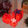 thumbnail image 2 of Matoen Set of 3 Christmas Lighted Gift Boxes, Pre-lit LED Light Up Present Boxes Ornament Outdoor Warm White Tinsel Boxes Decoration for Indoor Christmas Home Yard Lawn Decor, 2 of 6