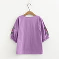 thumbnail image 4 of DHFJKG Boho Tops For Women Floral Embroidered T Shirt Half Sleeve Crew Neck Lightweight Loose Fit Casual Tee Beach Versatile Top, 4 of 5