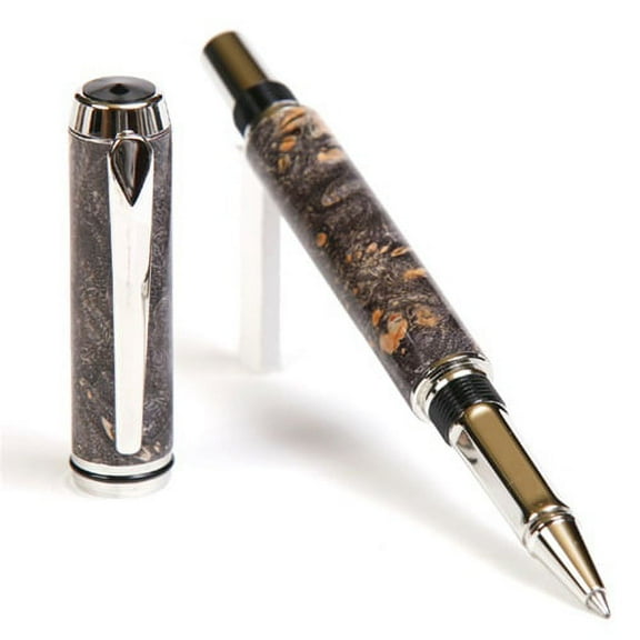 Baron Rollerball Pen - Gray & Black Maple Burl