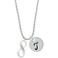thumbnail image 1 of Delight Jewelry Silvertone Aunt Infinity Sign Silvertone Script Initial Disc - T - Charm Necklace, 20"+3", 1 of 4