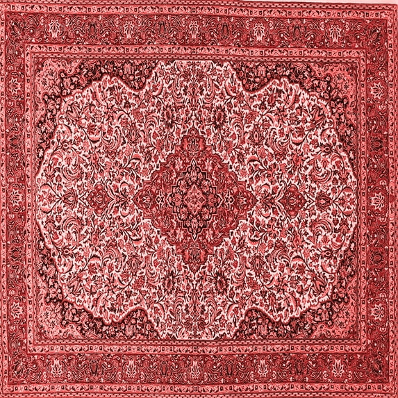 Ahgly Company Indoor Square Medallion Red Traditional Area Rugs, 7' Square