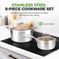 thumbnail image 2 of 8-Piece Triply Induction Cookware Set Stainless Steel- Triply Kitchenware Pots & Pans Set Kitchen Cookware w/Dakin Etching Non-Stick Coating-Sauce Pot, Stew Pot, Cooking Pot, Frying Pan, Lids, 2 of 7