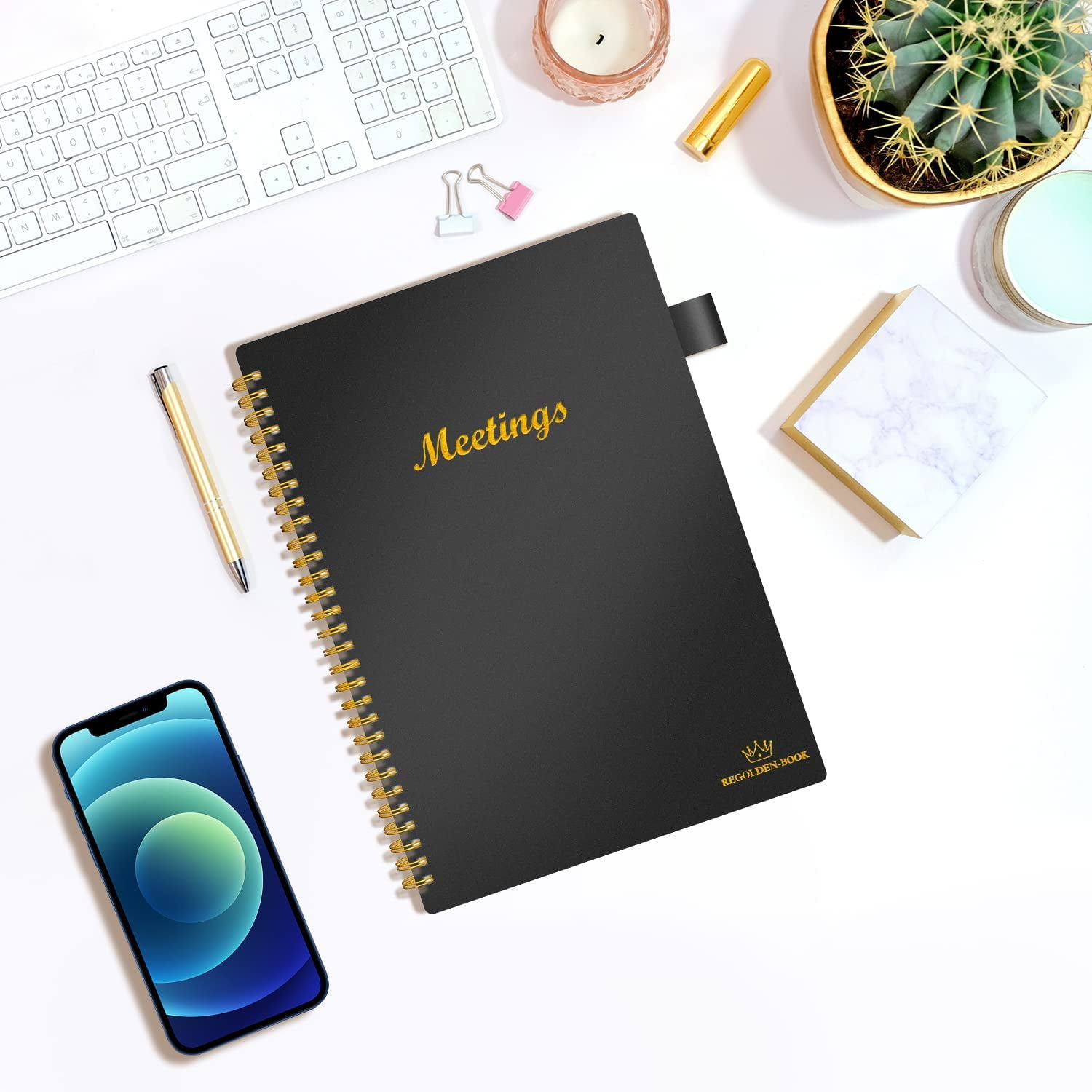  Forvencer Meeting Notebook for Work with Action Items, B5  Hardcover Project Planner Agenda Organizer for Note Taking, Office/Business  Supplies for Women Men, 160 Pages, 7x10, Black : Office Products