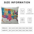 thumbnail image 5 of BANET Colorful Throw Pillow Cushion Cover, Design Borders with States and Cities of America US Map Print, Decorative Square Accent Pillow Case 12x12in, 5 of 5