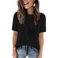 thumbnail image 4 of Womens Short Sleeve Tops Round Neck Knitted Short Sleeve Elegant Lightweight Pullover Summer Tops Short for Women, 4 of 4