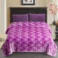 thumbnail image 4 of JML Thick Warm Winter Fleece Blanket For King Bed 2 Ply Reversible Soft Raschel Blanket,87"x94",10.5lb, Purple Floral, 4 of 8