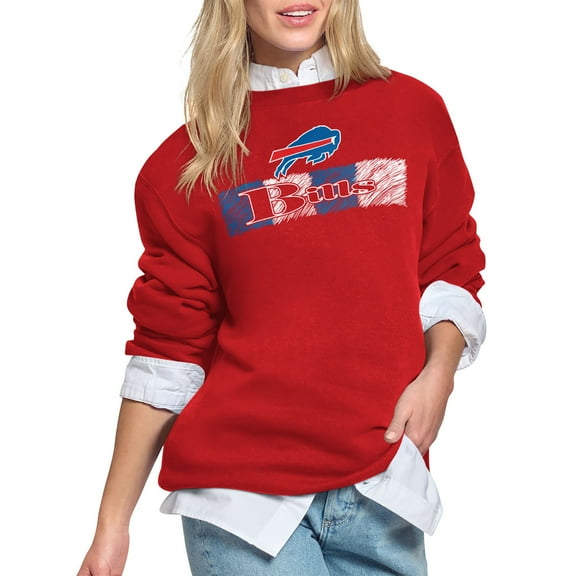 Women's Starter Red Buffalo Bills Color Shading Team Logo Fleece Sweatshirt