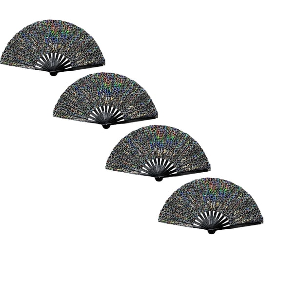 Line Dance Popping Fan - Boots on The Ground Foldable Hand Fan with Holographic Laser Colors, for Dancing, Gifts, and Chinese Style Crafts