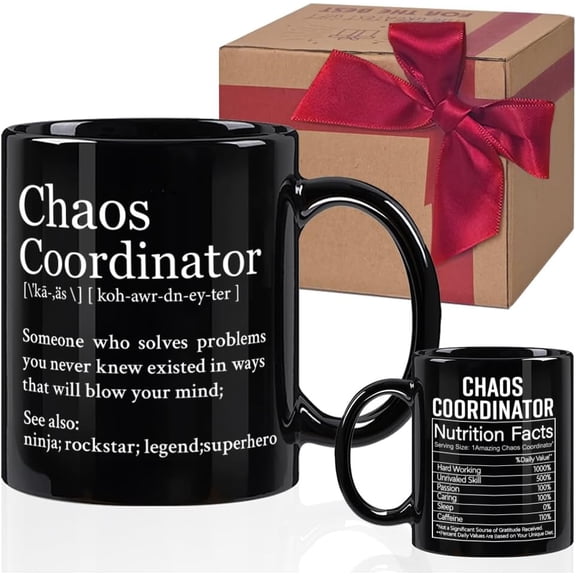 Chaos Coordinator Coffee Mug Gifts for Women - Thank You Gifts for Teacher Coworker Boss Lady Leadership Work, Appreciation Mug for Office - Anniversary Birthday Gifts for Women Man 11 oz