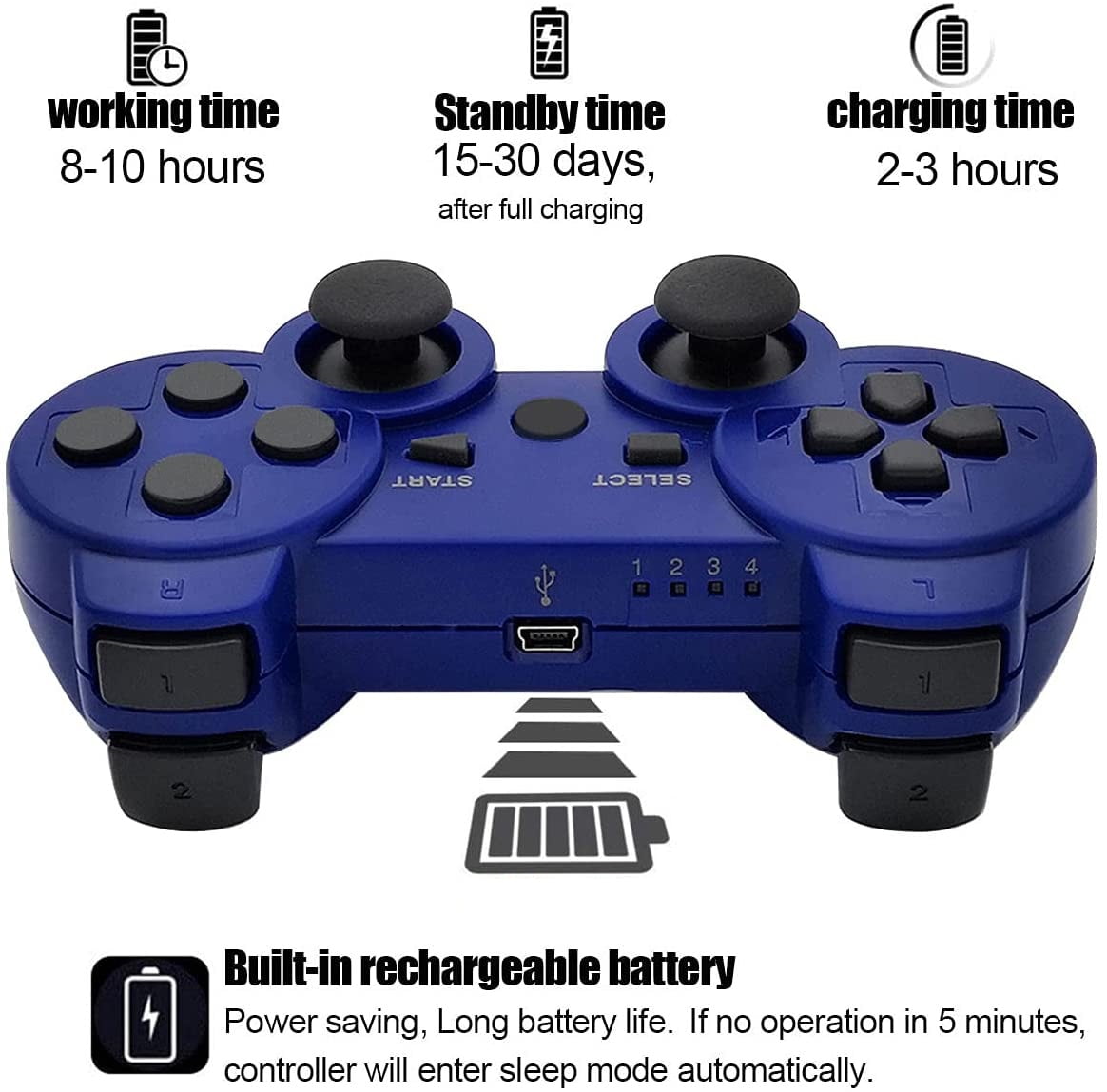 USB Gaming controller for PlayStation 3, Blue 98592104M - The Home Depot