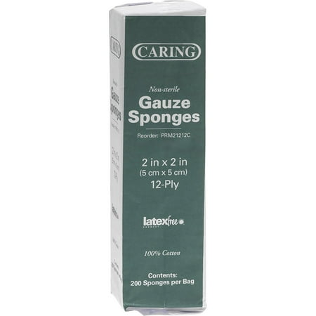 Medline, MIIPRM21212C, Caring Non-sterile Gauze Sponges, 200 / Box, White