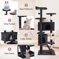 thumbnail image 4 of Tabby Indoor Upholstered Faux-Fur Wood Dark Gray Cat Condo Tree Tower for Pet Room, 4 of 29