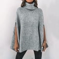 thumbnail image 2 of VISALY High Neck Sweaters Tunic Sweatshirt Fall Winter Turtleneck Sweater Fashion Chunky Knit Cape Wrap Sweaters Pullover Jumper Tops Oversized Sweatshirt Soft Sweaters Hoodies Pullover Grey Xl, 2 of 7