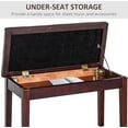thumbnail image 5 of Favory Piano Bench, Duet Piano Chair with Faux Leather Padded Cushion and Wooden Frame, Button Tufted Keyboard Bench, Brown, 5 of 9
