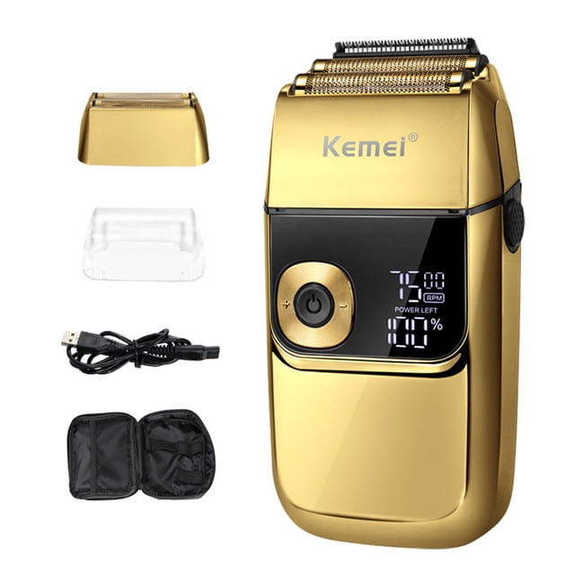 2-in-1 Electric Shaver Kit for Men' s Beard Shaving Trimming & Grooming Perfect Bald Look Multi-functional Beard Razor with LCD Screen Sideburn Trimmer Cordless Replaceable & Rechargeable Travel Shave