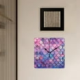 thumbnail image 3 of 14 Inch Wall Clock Battery Operated Square Clock Decorative for Office, Kitchen, Outdoor, Living Room，Fish Scale Wave Colorful Beautiful, 3 of 4