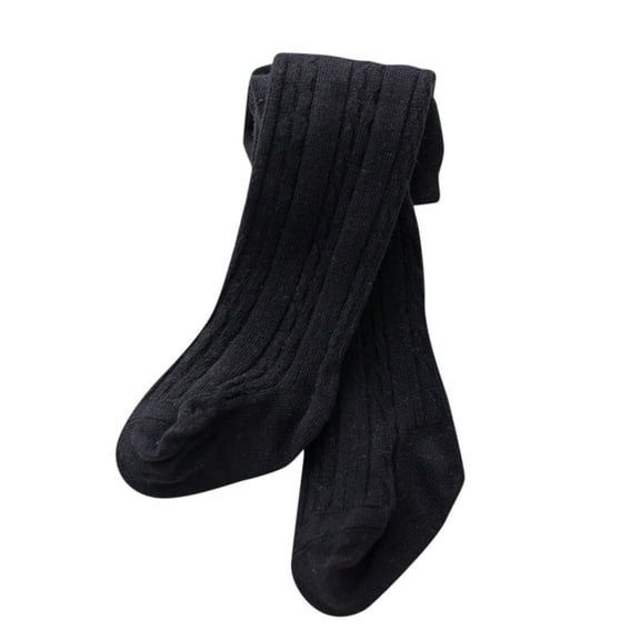 Girls Socks Kids Cable Knit Tights Cotton Footed Leggings Pantyhose Stocking Pants Black 0 Months-6 Months
